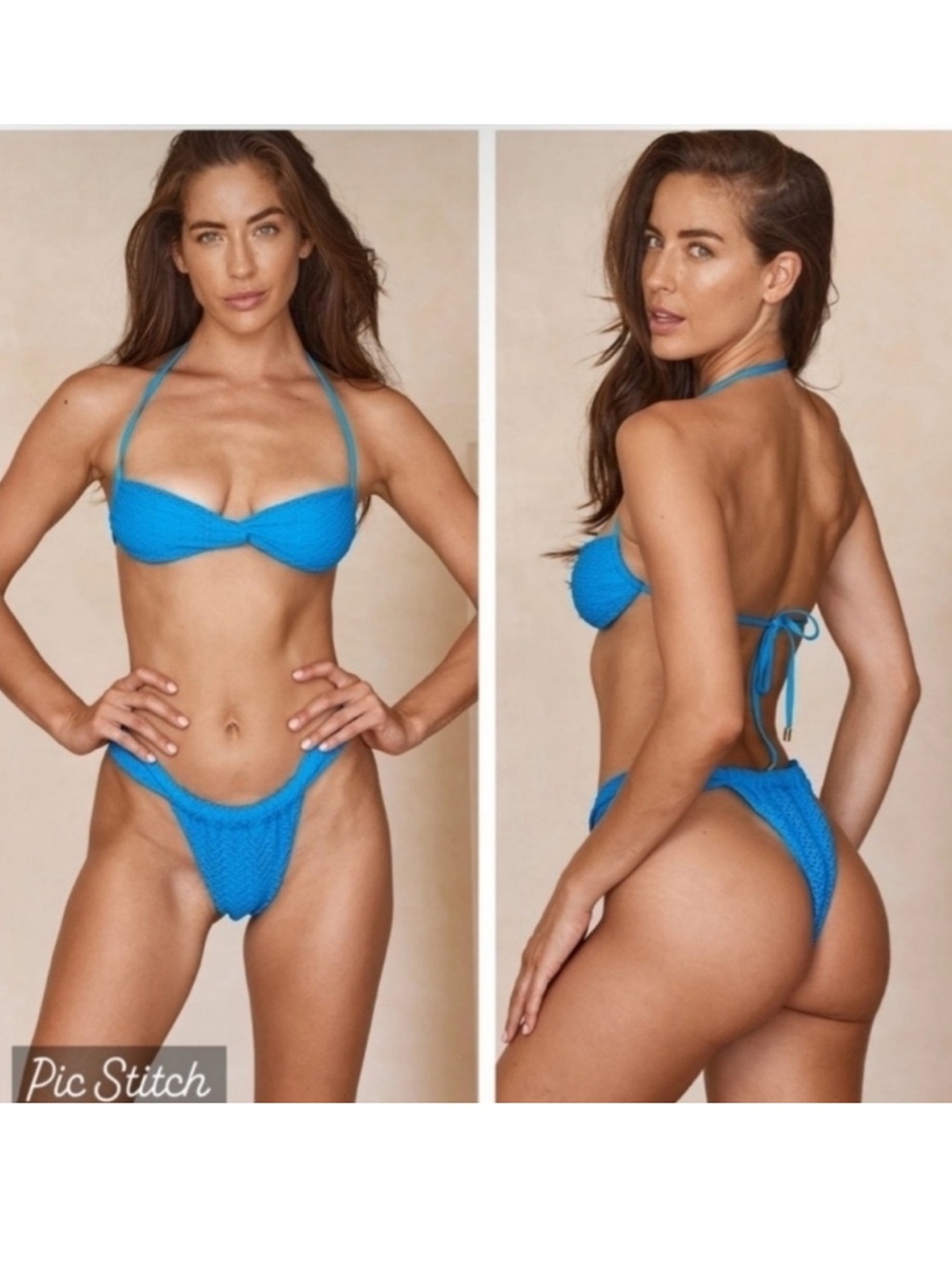 Monday Swimwear Tamarama Ride The Wave Crochet Bikini Blue S/P NWT